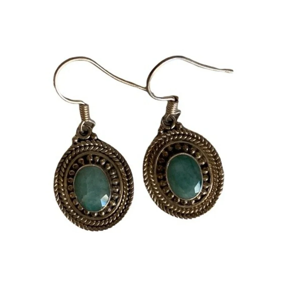 Green Adventurine & Sterling Silver Earrings